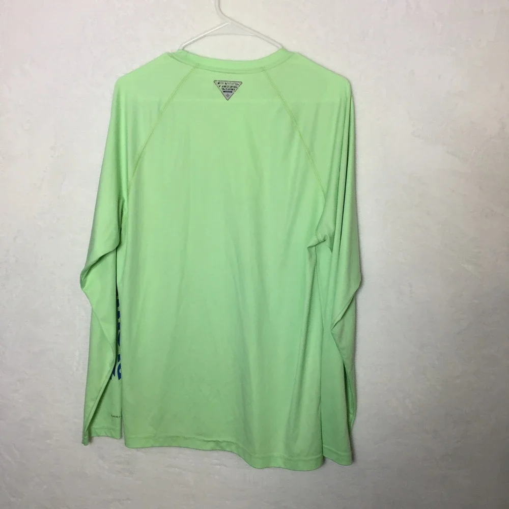 Columbia PFG Mens Long Sleeve Shirt Fishing Tech Tee Green *Read‎
